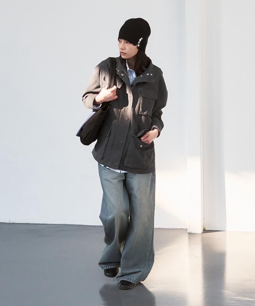 Sis A Washed Over Cotton Field Jacket [Charcoal]
