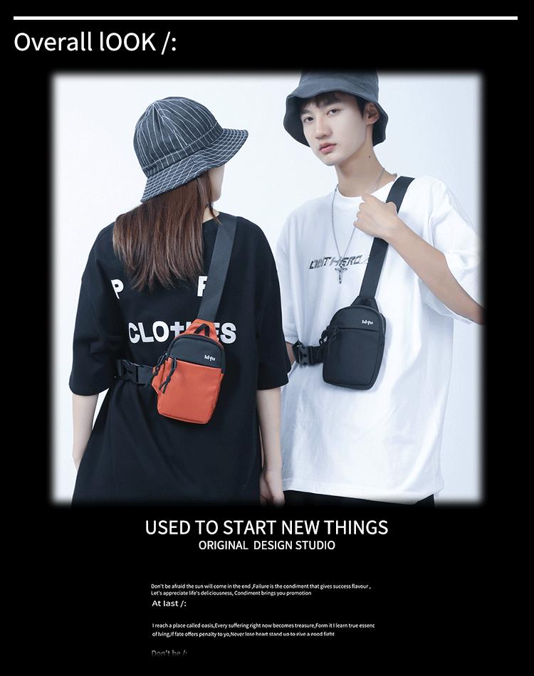 Men's Nylon Color Block Motorcycle Crossbody Bag - Trendy Japanese & Korean Casual Sports Style