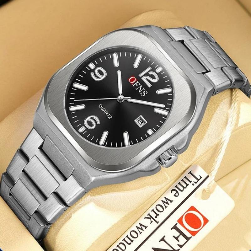 Luxury Man Square Watch Date Waterproof Luminous Men Wristwatch Stainless Steel Men's Quartz Watches Relogios Masculino