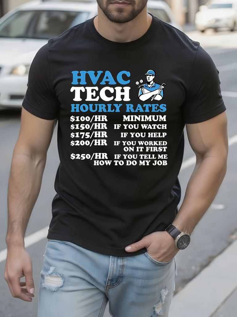 Funny HVAC Technician Hourly Rates Graphic Tshirt Graphic...