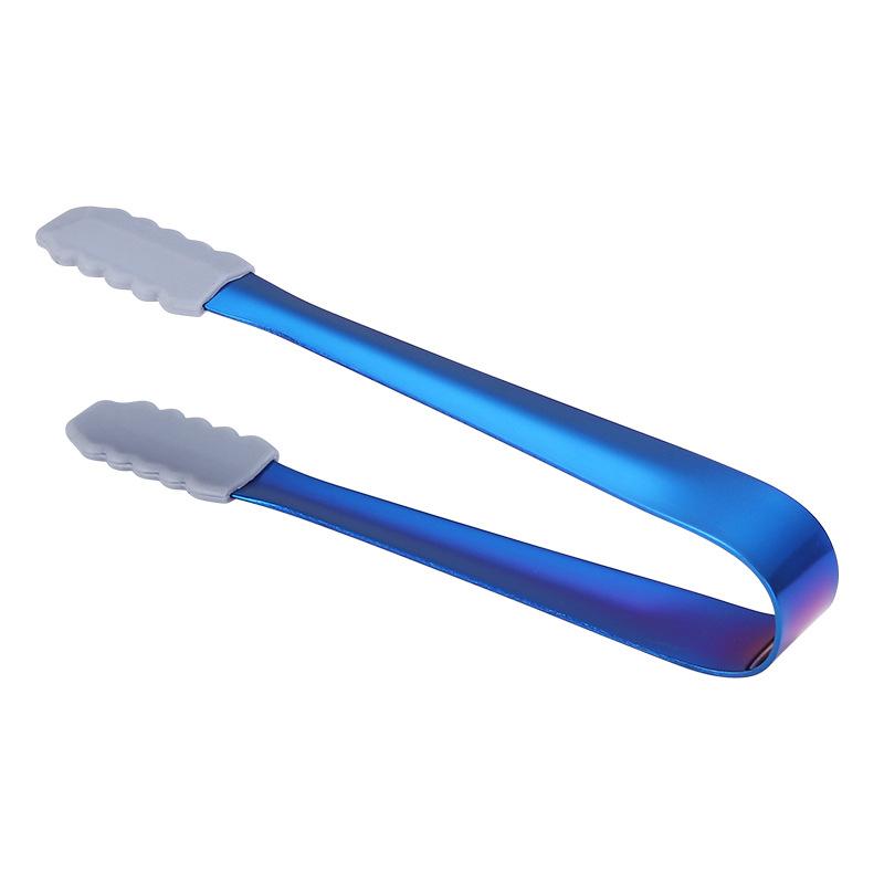 1pcs Stainless Steel Anti-skid Silicone Ice Clip Food Bread Clamp Food Grade Tongs Multipurpose Durable Clamp Sugar Cube Tongs