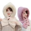 1 Pc Winter Warm Scarf and Hat Integrated, Ear Protection, Striped Technology Foldable Design,hand Washable, Cross Neck Warm Hat