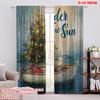 2pcs,2D Plane Printing Curtains&Window Treatment The Sun Beach Polyester (without Rod) Decorations For Home Ldeal for Bedroom