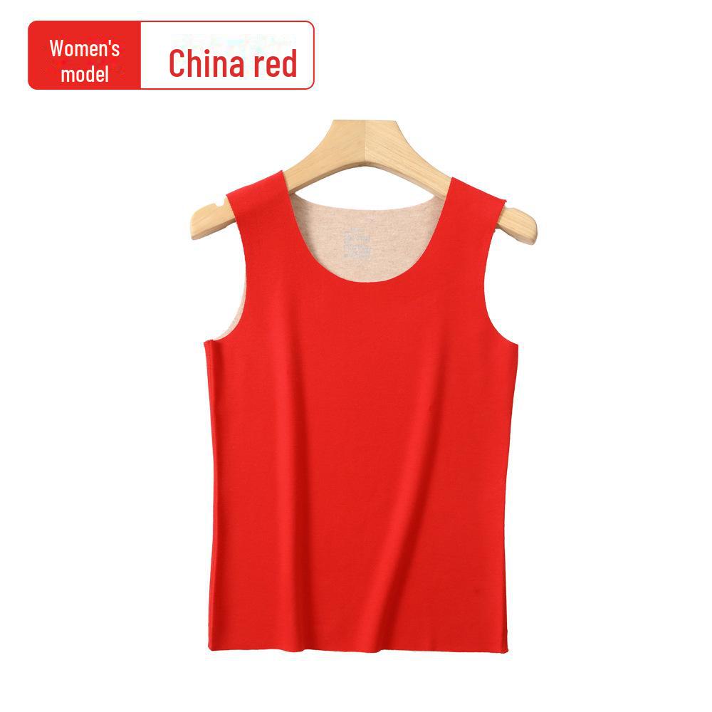 

Женский бесшовный теплый жилет из кашемира и шелка - однотонный, удобный крой Ladies, M китайский красный