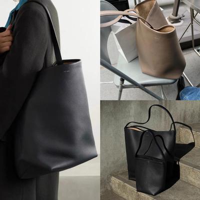 Sac seau grande capacité en cuir véritable pour femme - Sac à bandoulière pour l'automne et l'hiver