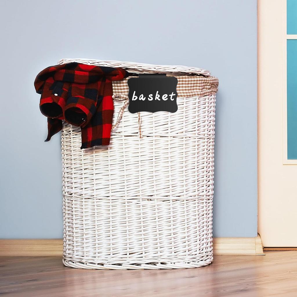 50 Pcs Reble Storage Bin Labels - Clip On Closet & Basket Holder with 4 White Chalk Labels