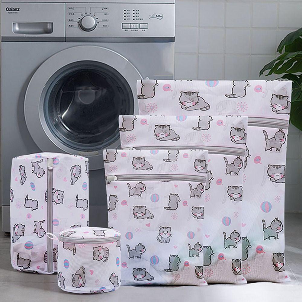 Cat Print Washing Bag Large Capacity Storage Bags Convenient Laundry Basket  Household