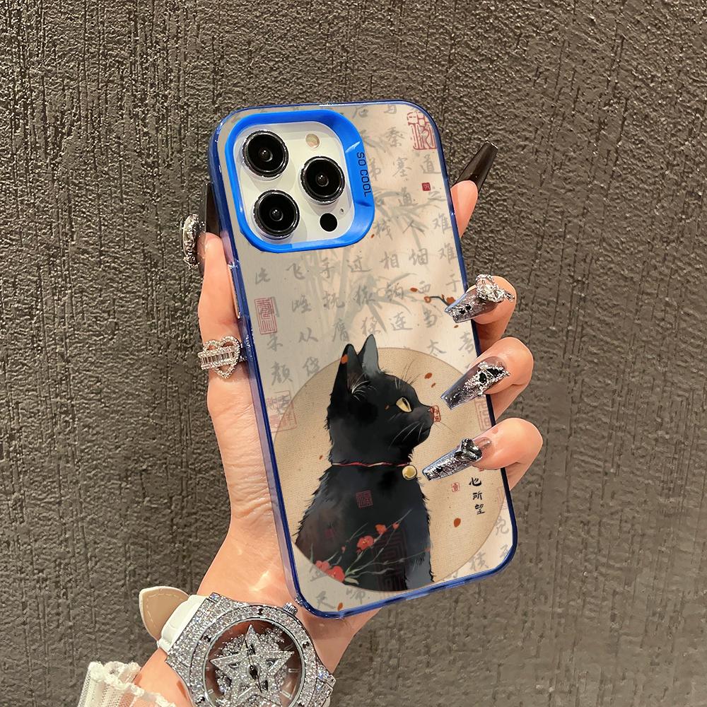 National Style Cat Trendy Phone Case Suitable for iPhone 17 16 15 14 13 12 11 Pro/Max/Plus Anti Drop and Shockproof Back Cover
