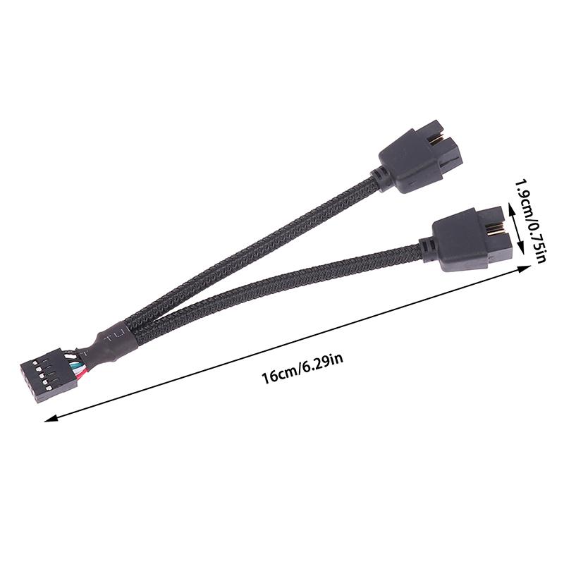 1Pc Computer Motherboard Usb Extension Cable 9 Pin 1 Female To 2 Male Y Splitter Audio Hd Extension Cable For Pc Diy 15Cm