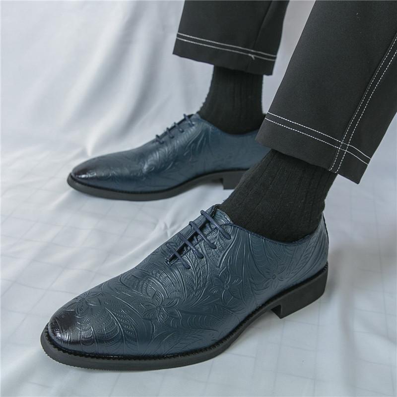Fashion British Designer New Men's Blue  Lace Up Business Formal Oxford  Shoes Male Luxury Formal Wedding Prom Dress Homecoming Footwear