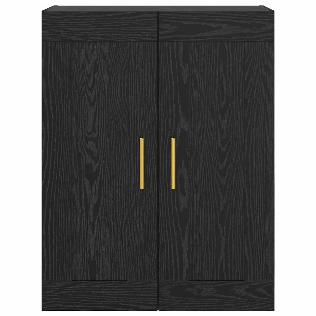 Wall Mounted Cabinet In Black Oak Effect 69.5 X 34 X 90 Cm