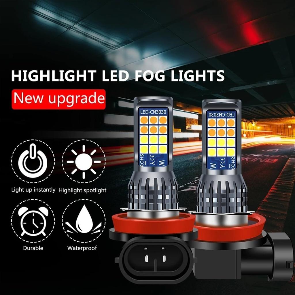 Hohota 2pcs H8 H11 9006 LED Fog Light Dual Color 3030 24SMD H16 Fog
