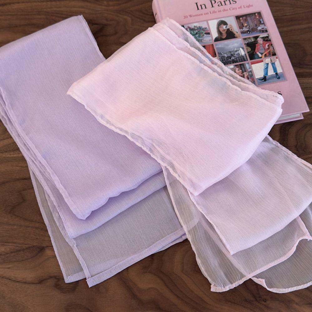 Thin Chiffon Silk Scarf Soft Wrap Ribbon Neckerchief French Long Silk Scarf Outdoor