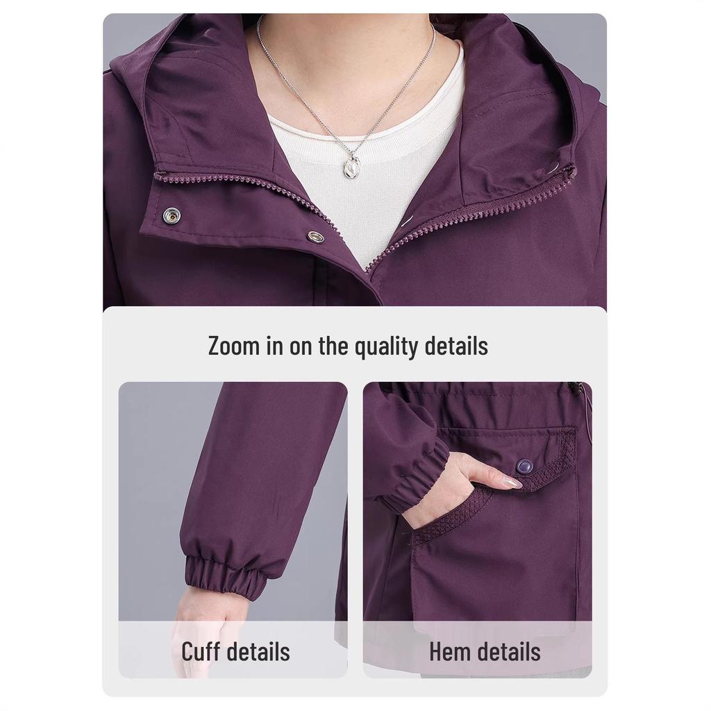 Noble Lady Spring-Autumn Hooded Jacket for Middle-Aged and Elderly Women - 2026 New Style