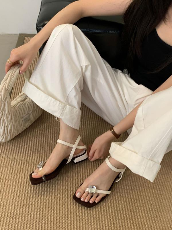 Fashion 2025 Summer Flip Flops Platform Retro Woman Shoes Square Toe Female Sandal Corrective Original Comfort Low Girls Open Beige Fash