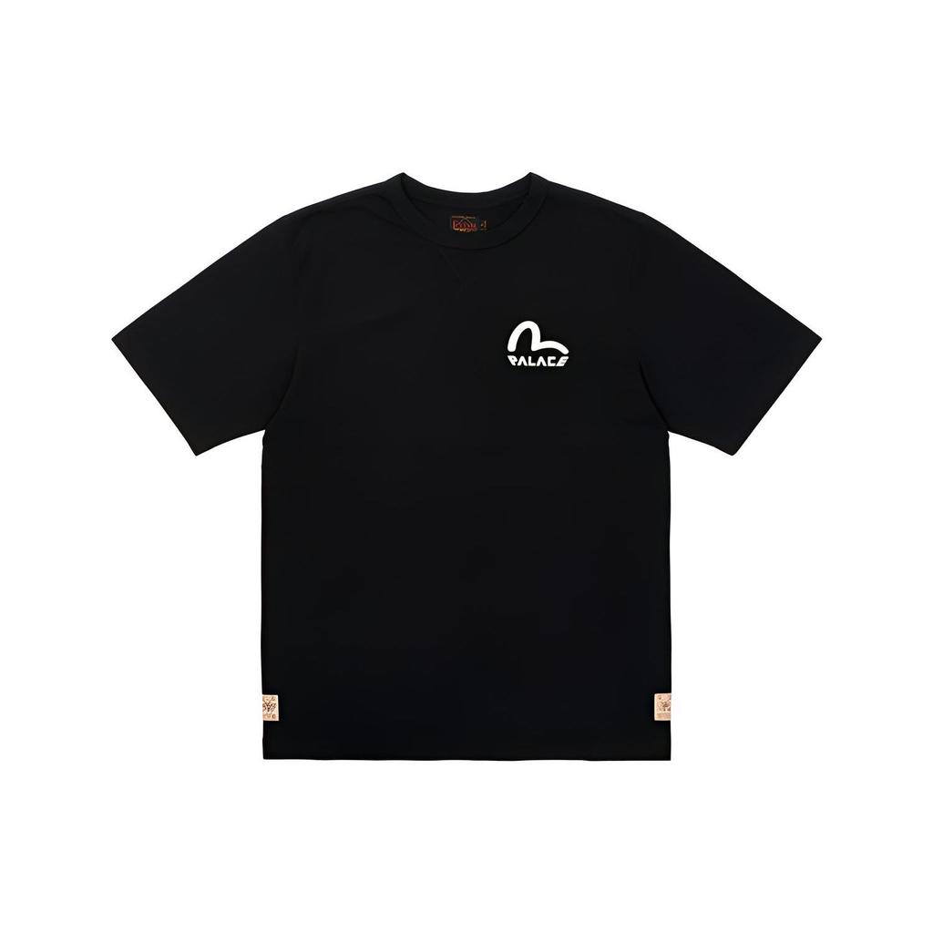 Palace X Evisu Seagull Logo Print Crew Neck Short Sleeve T-shirt Unisex Tops Black P21EVTS006
