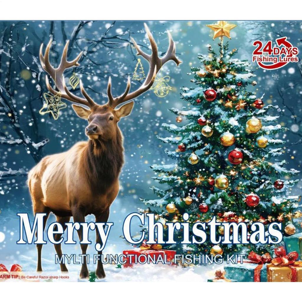 2025 Fishing Lure Countdown Advent Calendar 24 Days Christmas Countdown Calendar Fishing Tackle Lures Theme Christmas Gifts