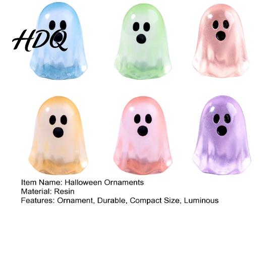 Mysterious Night Light Decorations 6PCS Luminous Mini Ghost Figures, Miniature Glow in The Dark Spooky Resin Craft Accents Ornaments, Halloween Theme