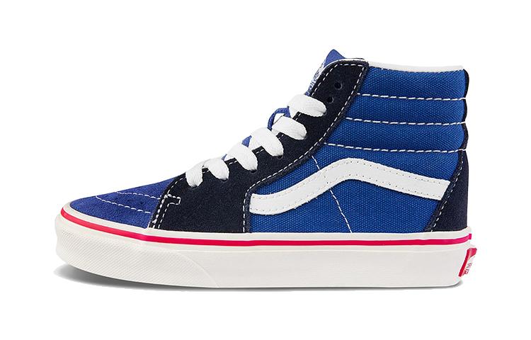 Vans SK8 Slip Resistant Abrasion Resistant High Top Kids' Skateboarding Shoes Blue Black Children Aged 3 7 Years Old VN0A4BUW2ND