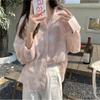 Spring 2025 Women's Pink Tie-Dye Lapel Shirt Top