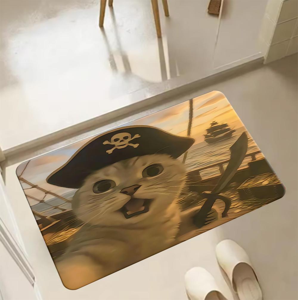 Funny Cute Pet Cat Internet Celebrity Cat Mat Doormat for Entrance Non-slip Natural Home Accessories Minimalist Original Design