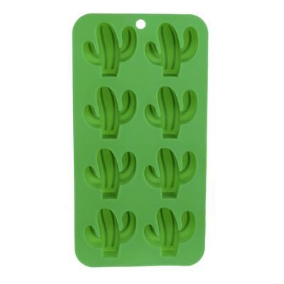 [Q0767] - Green 'Cactus' Silicone Ice Cube Mold (8 Ice Cubes) - 21x11 Cm