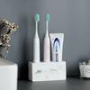 Marble Pattern Toothbrush Holder, Resin Electric Toothbrush Stand Organizer for Toothpaste & Toothbrush Storage, Black & White