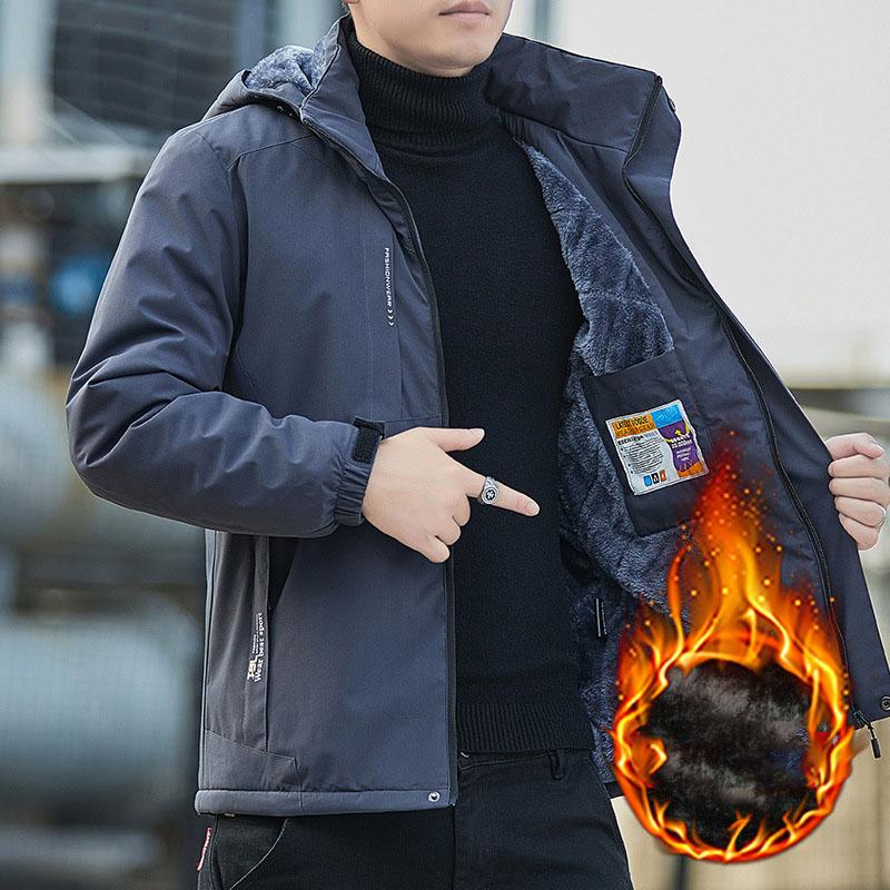 Męska Zimowa Parka Podszyta Polarem Odpinany Kapelusz Gruby Ciepły Kaptur Ciepły Kapelusz Płaszcz Męski Rozmiar Pluszowa Kurtka Jesienna Odzież Wierzchnia