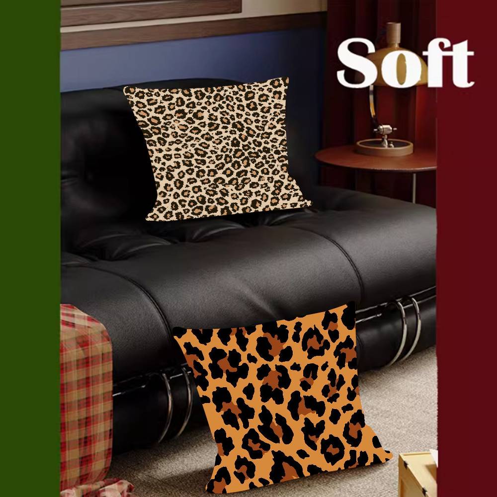 Leopard Print Pattern Cushion Cover Pillowcase Upholstery Sofa Throw Pillow Home Decor Pillowcas