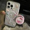 Wireless Charging Melody Hello Kitty Holder Casing For Samsung Galaxy S25 Ultra S24 S23 S22 S21 Plus Ultra S23 FE Phone Case