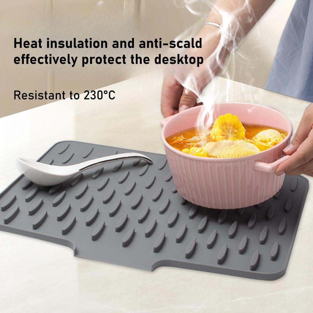 1pc Anti Slip Kitchen Silicone Drain Pad, Heat-Resistant Kitchen Counter Pad For Sinks, Silicone Tableware Drying Pad, Dish Rack