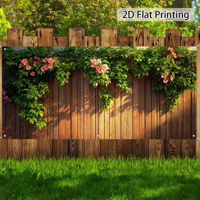 2D Cascading Bloom Vine Rustic Timber Patio Privacy Fence Cover