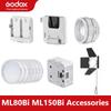 Godox Аксесуари для ML80Bi ML150Bi - Зум-рефлектор/Магнітна шторка та комплект дифузорів/Акумулятор NP-F та пластина-адаптер для акумулятора V-Mount