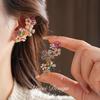 Exquisite Gold-Plated Flower Stud Earrings: Luxurious Retro Ear Jewelry