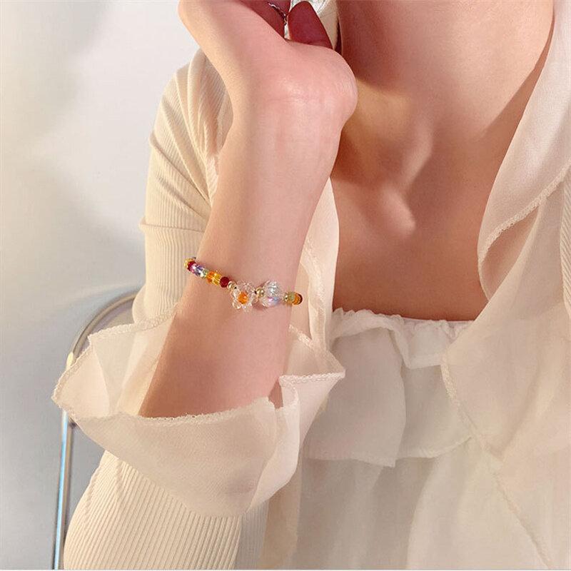 Broken Silver Faux Pearl Bracelet Fashion Charm Women INS Round Bead Bracelets Personality Girls Small Design Irregularly Cut Party Jewelry Gifts