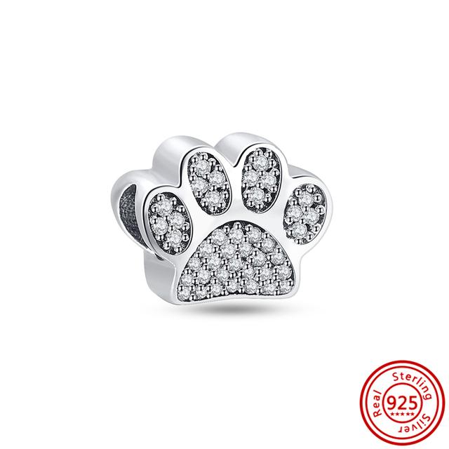Νέα 925 Silver Heart ψηλοτάκουνα Animal Pavé Beads Fit Charm βραχιόλι Γυναικεία μόδα κοσμήματα