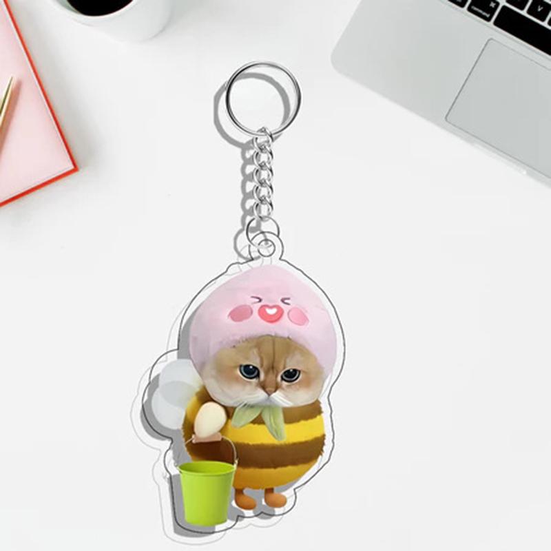 1PC Acrylic Design Keychain Marker Creativity Pendant Fun Party Gift DIY Decoration Cat Keychain Clear