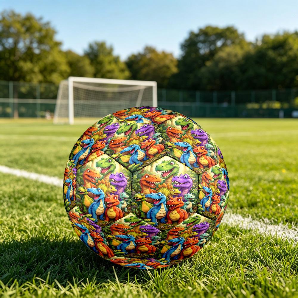 1pc Dinosaur Adventure Theme Soccer Ball Football, Size 5, Lightweight PVC, Outdoor Training Soccer Ball,Gift c6561