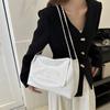Versatile Pu Leather Medium Shoulder Bag For Women With Elegant Chain Design In Black Silver And Cream