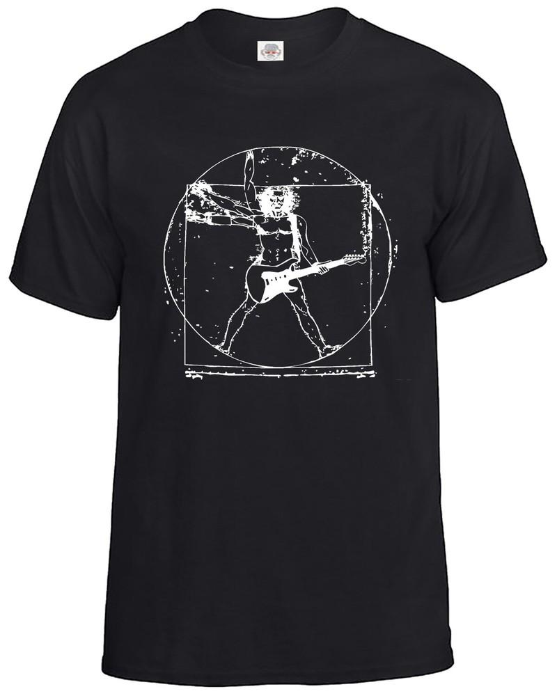 Vitruvian man guitar rock star tshirt leonardo da vinci music mens top tee 2XL