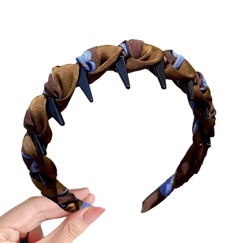 Retro Fabric Wave-patterned Beaded Hairband for Women, Suitable for Face Washing, Travel Accessories.