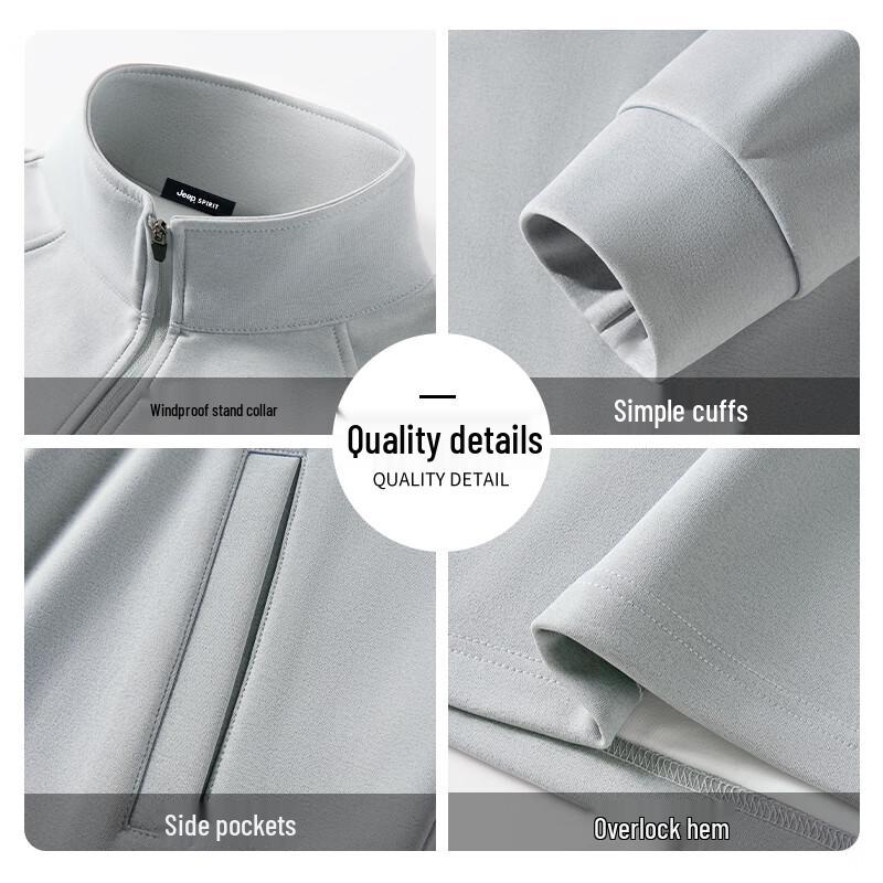 JEEP SPIRIT Men's Stand-Collar Knit Quick-Dry Casual Jacket