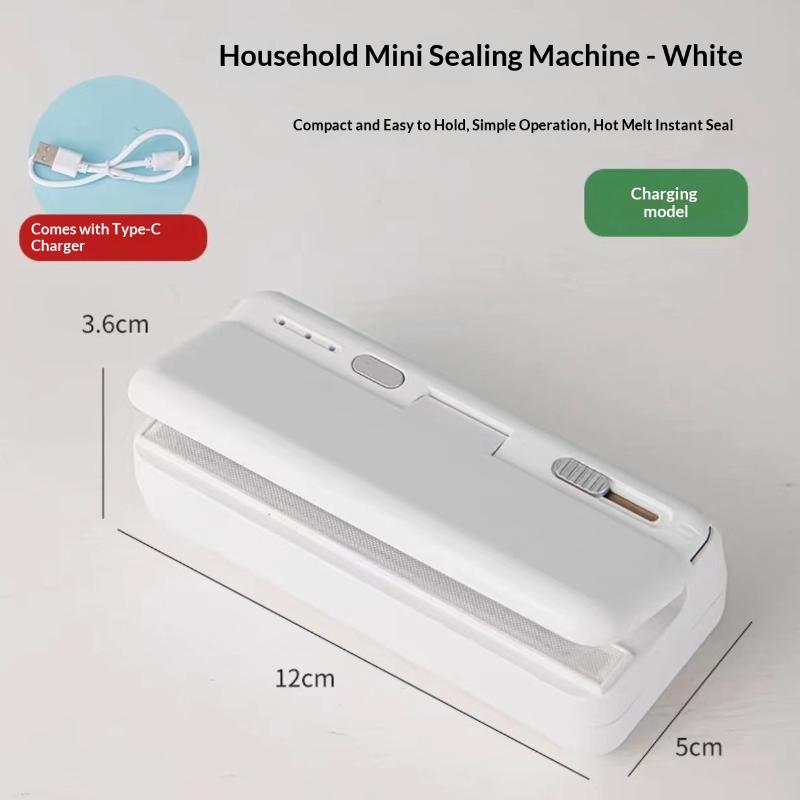 Mini Plastic Bag Sealer Heat Bag Sealing Machine Food Packaging Plastic Bags Sealer Clip Bag Handheld Rechargeable Heat Sealer