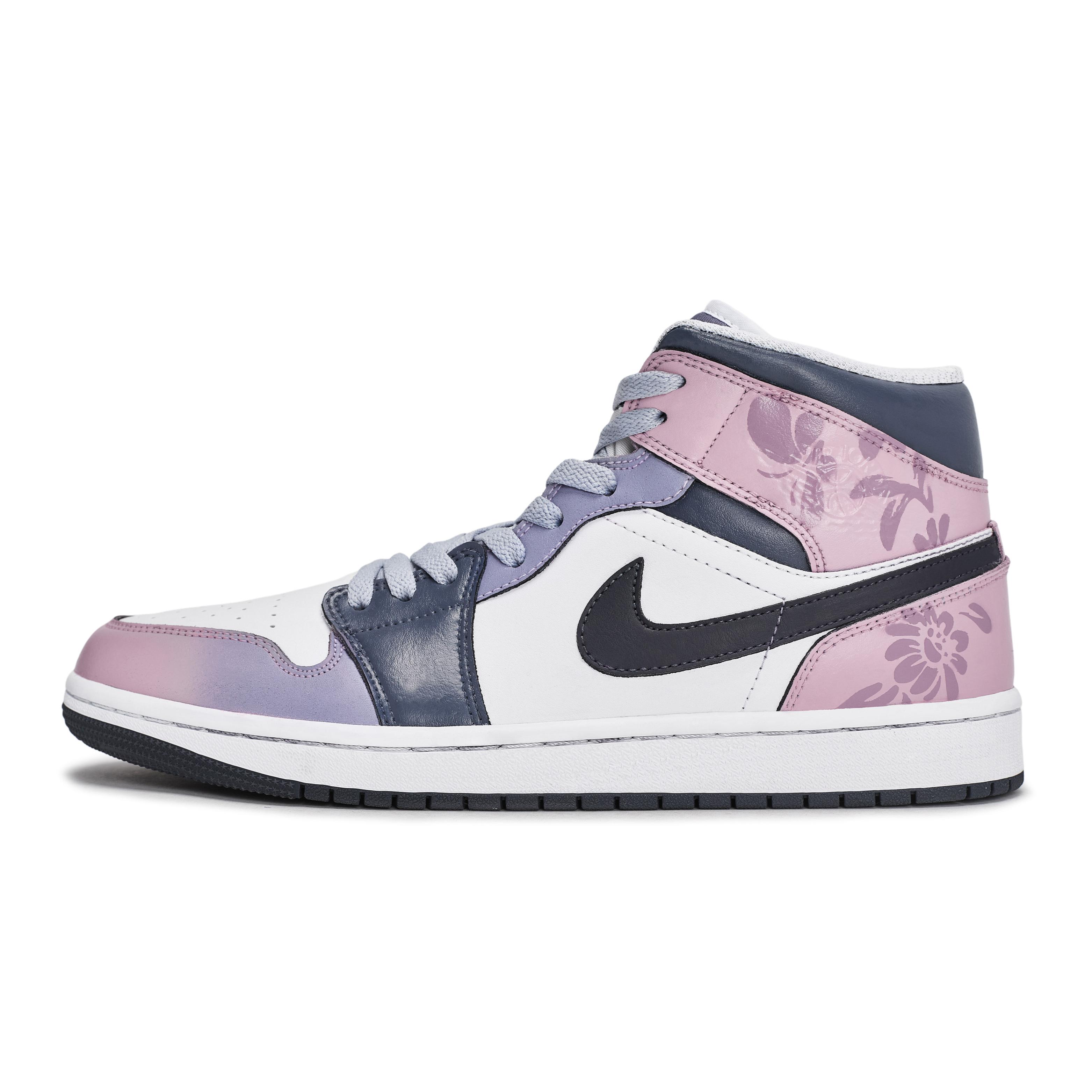 

Jordan Air Jordan 1 Walking Planet, Moth Orchid Rhythm Mid top Vintage Basketball Shoes Unisex Black White Pink Purple DQ8426-145(Team1492-) 40.5