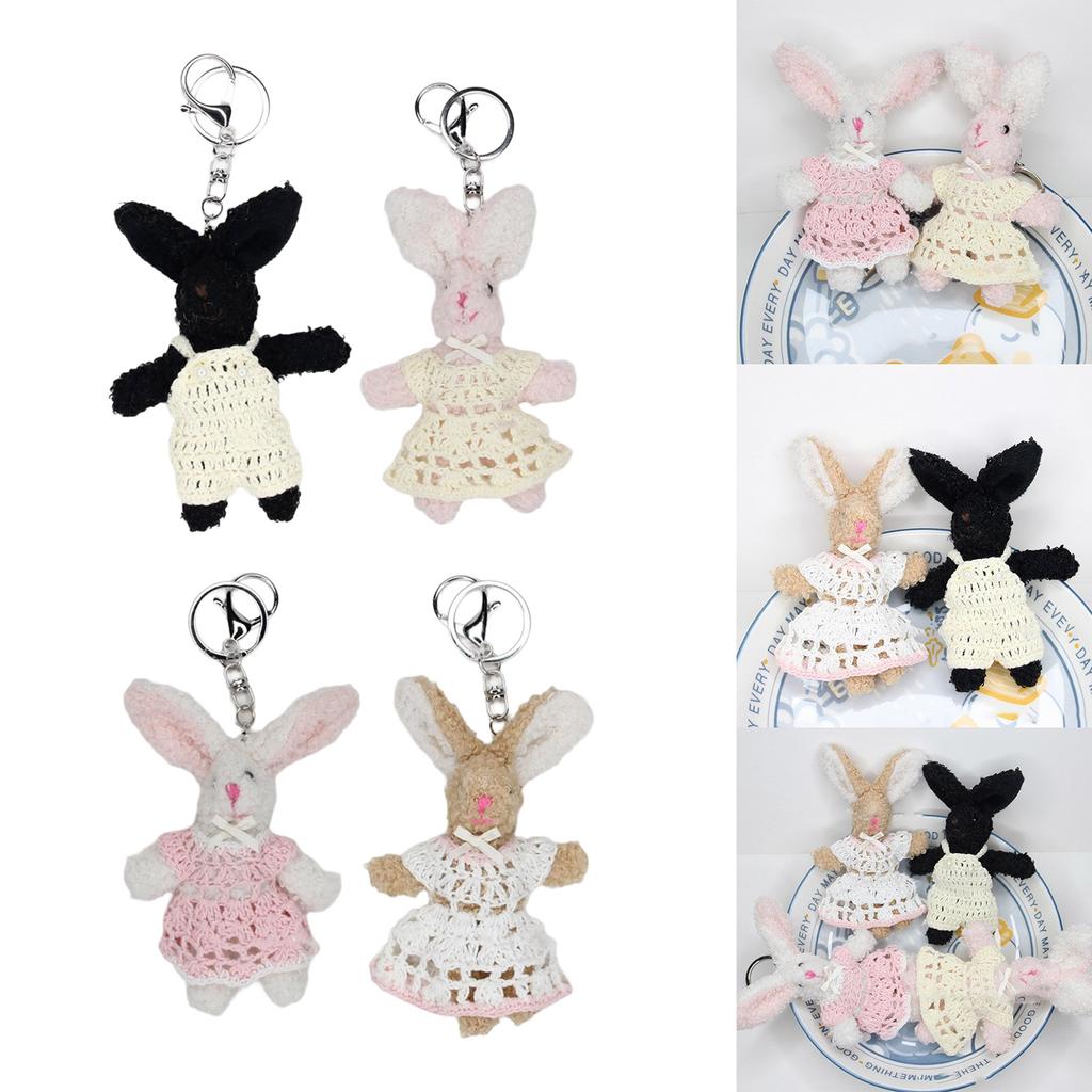 Cute Plush Rabbit Keychain Cartoon Doll Toy Big Ear Rabbit Pendant Keyring for Women Couple Bag Ornament Car Key Chain