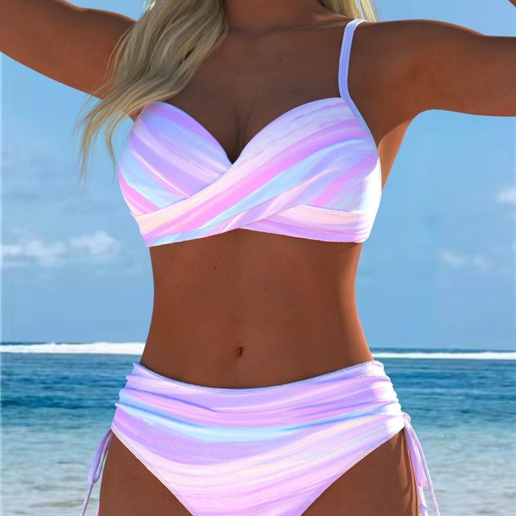 1011 European and American Print Split Two-piece Swimsuit Bikini Flower Series Sexy Beach