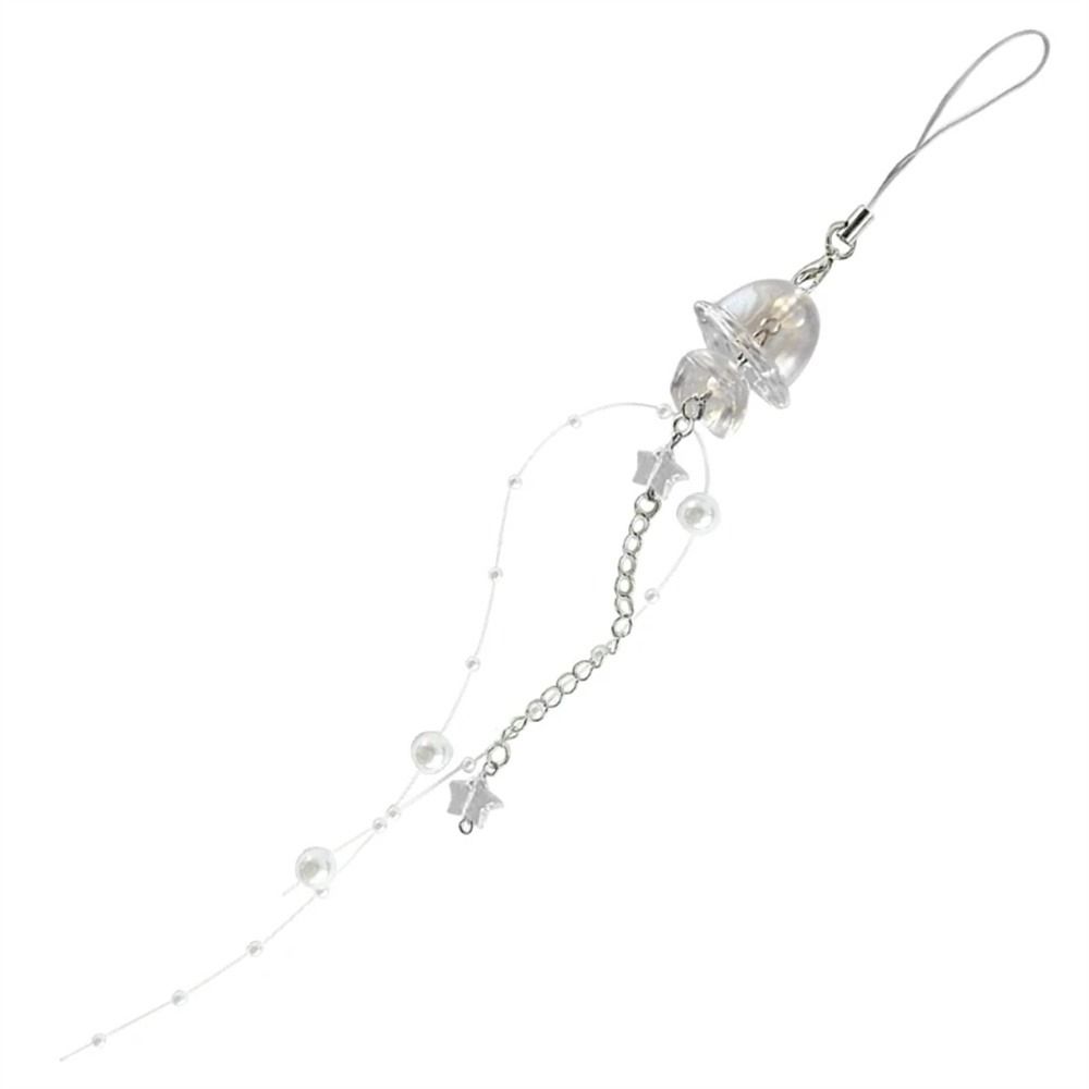 Ocean Style Jellyfish Phone Charm Crystal Star Mobile Phone Chain Y2K Phone Lanyard  Bag Decor