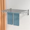 1pc Foldable Telescopic Towel Bar, Retractable Rod Wall Drying Rack, Stainless Steel Shower Towel Rack For Bathroom, Wall Mounte
