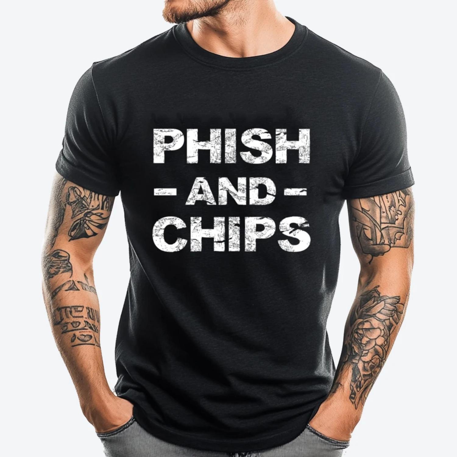 

Phish And Chips Hacker Fall Clothes Aesthetic Streetwear Graphic T Shirt Comfortable Tshirts Printing St Patrick s Day S чёрный