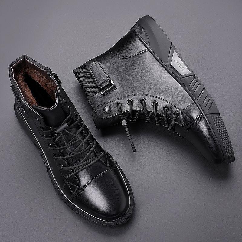 Martin boots men's new autumn and winter velvet men's British high-top casual leather shoes non-slip soft leather men's shoes